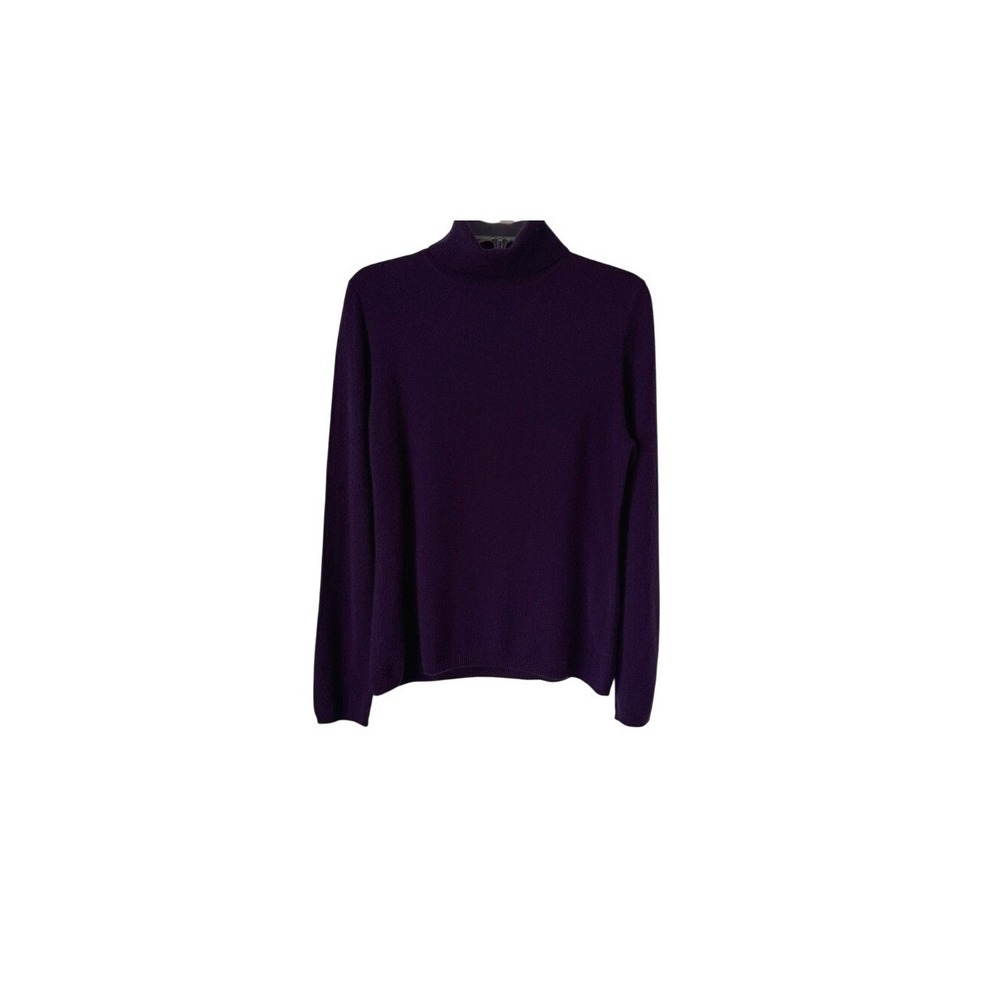 Charter Club 100% Cashmere 2ply Purple Knit Turtleneck Sweater Women's Lg